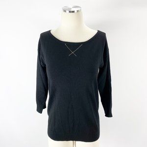 Versona Small Zipper Back Black Sweater Gold Sexy